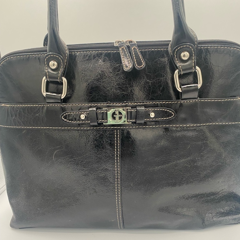 Giani Bernini black leather Laptop Work Bag Tote Briefcase Organizer